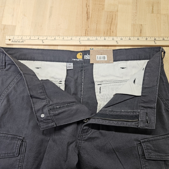 Carhartt Mens 38 Shadow Gray Rugged Flex Relaxed Fit Canvas Cargo Work Short NWT - Picture 3 of 7